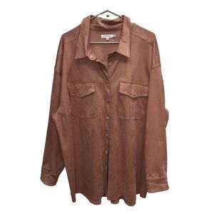 Good American women 5 2XL snap faux suede jacket warm shacket Long Sleeve Blush